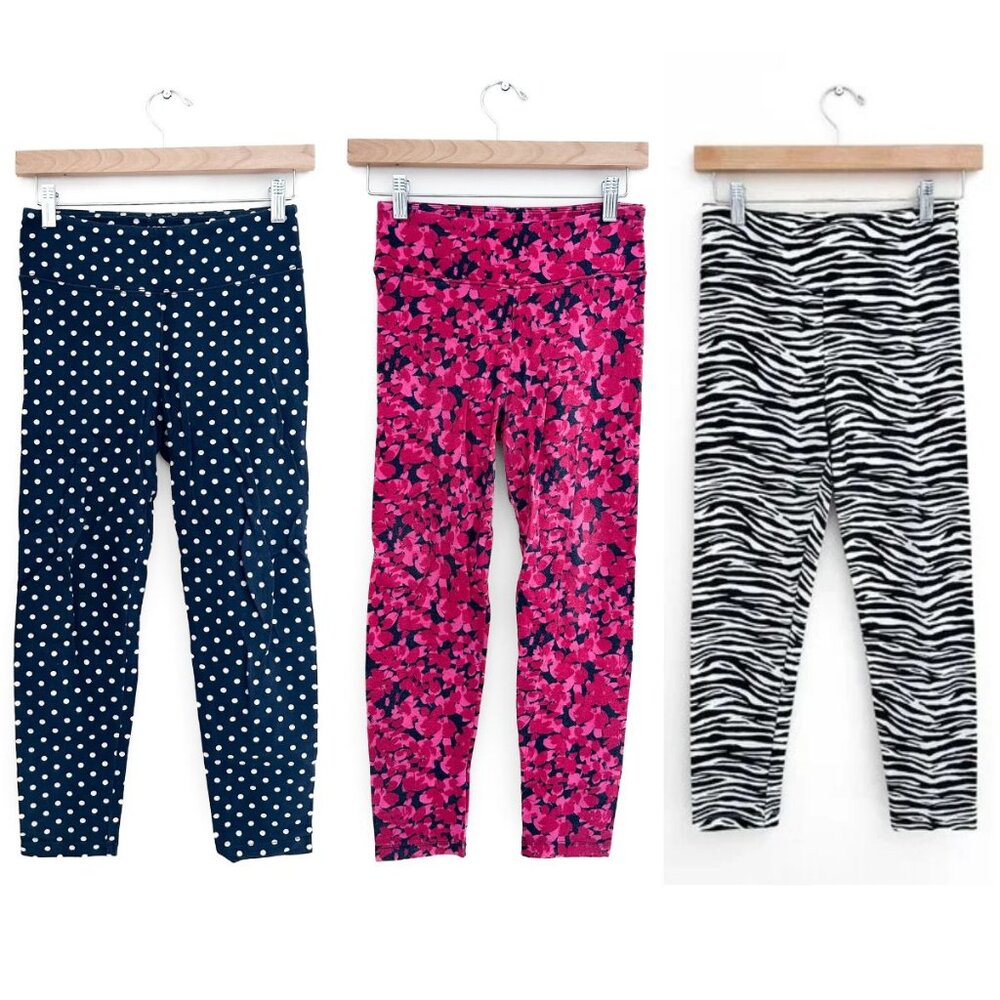 LOT OF 3 - J Crew Cropped Cotton Leggings - Zebra Floral Polka Dot - Size XS